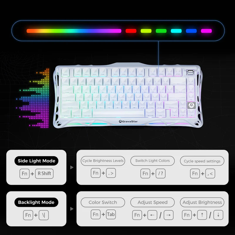 Bàn phím GravaStar Mercury K1 Opaline White