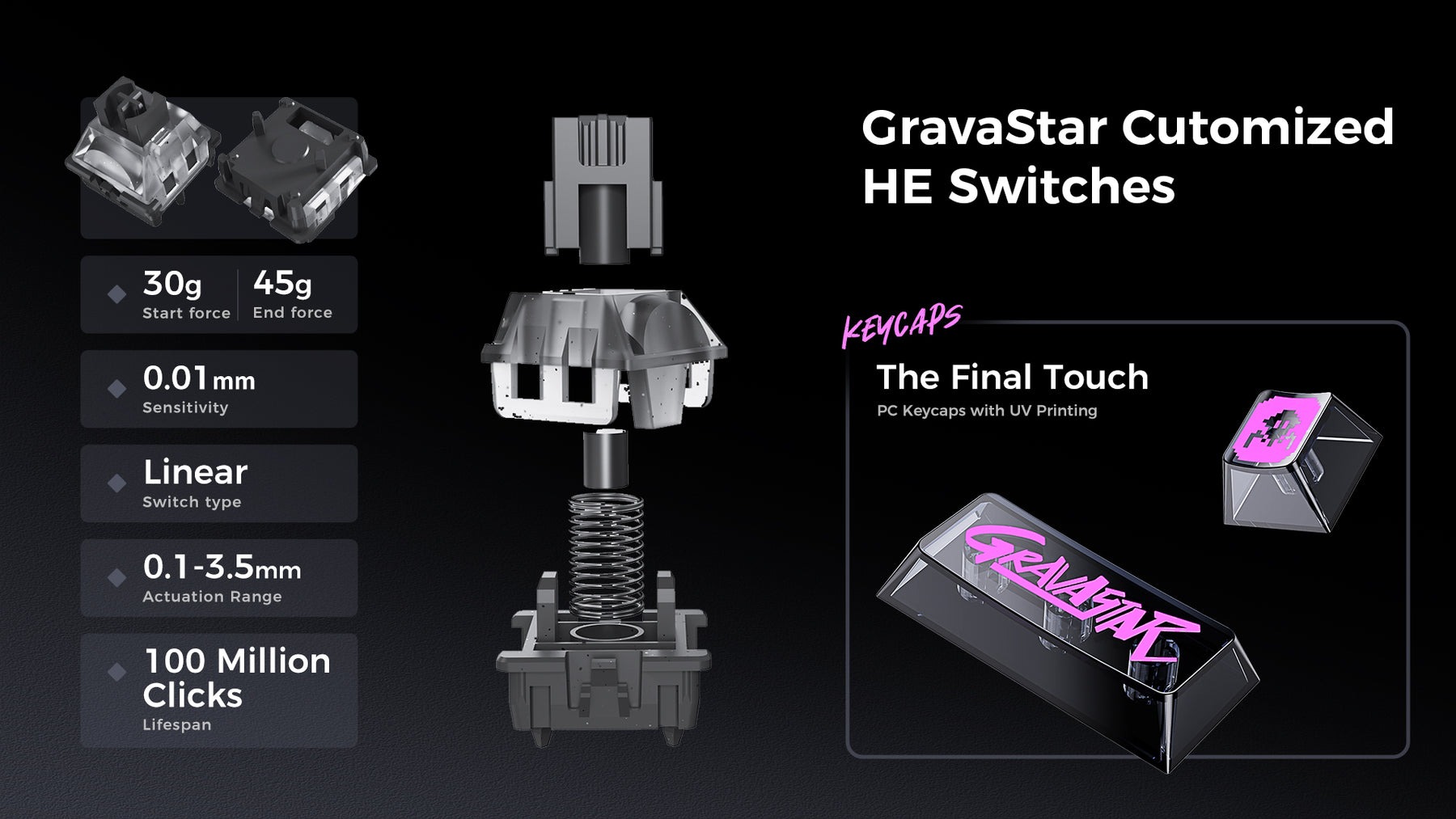 Bàn phím GravaStar Mercury V75 Lite Transparent Black