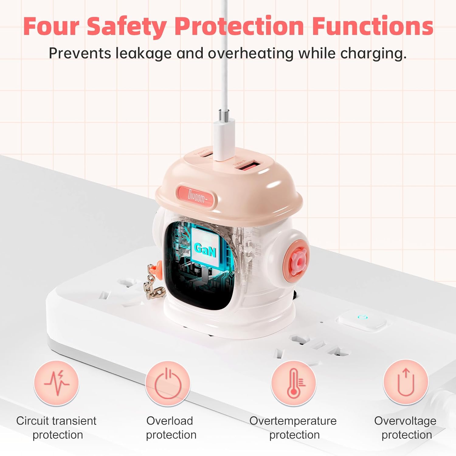 Sạc Divoom Dipow 65W Pink
