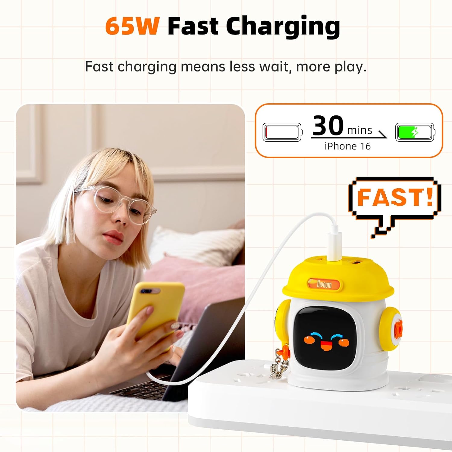 Sạc Divoom Dipow 65W Yellow