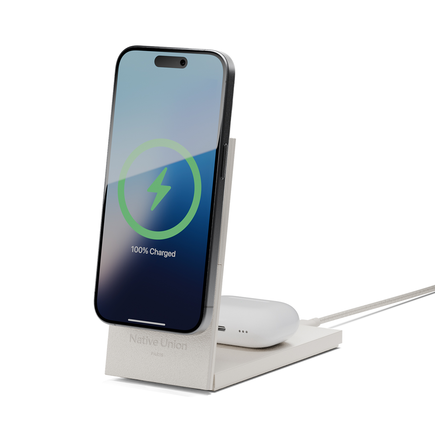 Native Union Rise 2-in-1 Qi2 Magnetic Wireless Charger Sandstone