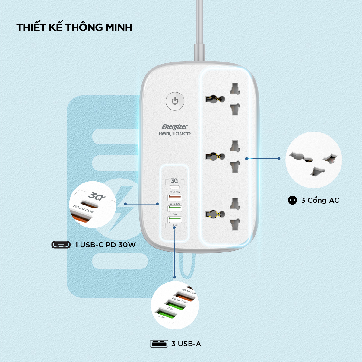 Ổ điện Wifi Energizer EPB2502EU Ổ điện Wifi Energizer EPB2502EU
