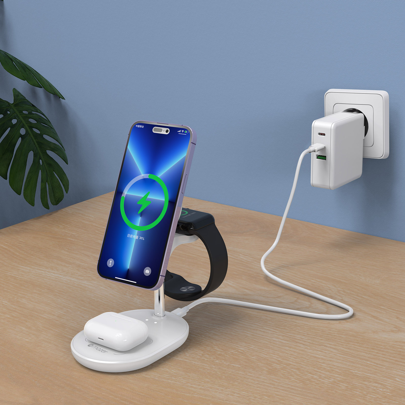 Sạc không dây Mazer MagDesk630 MagSafe 3-in-1 Sạc không dây Mazer MagDesk630 MagSafe 3-in-1