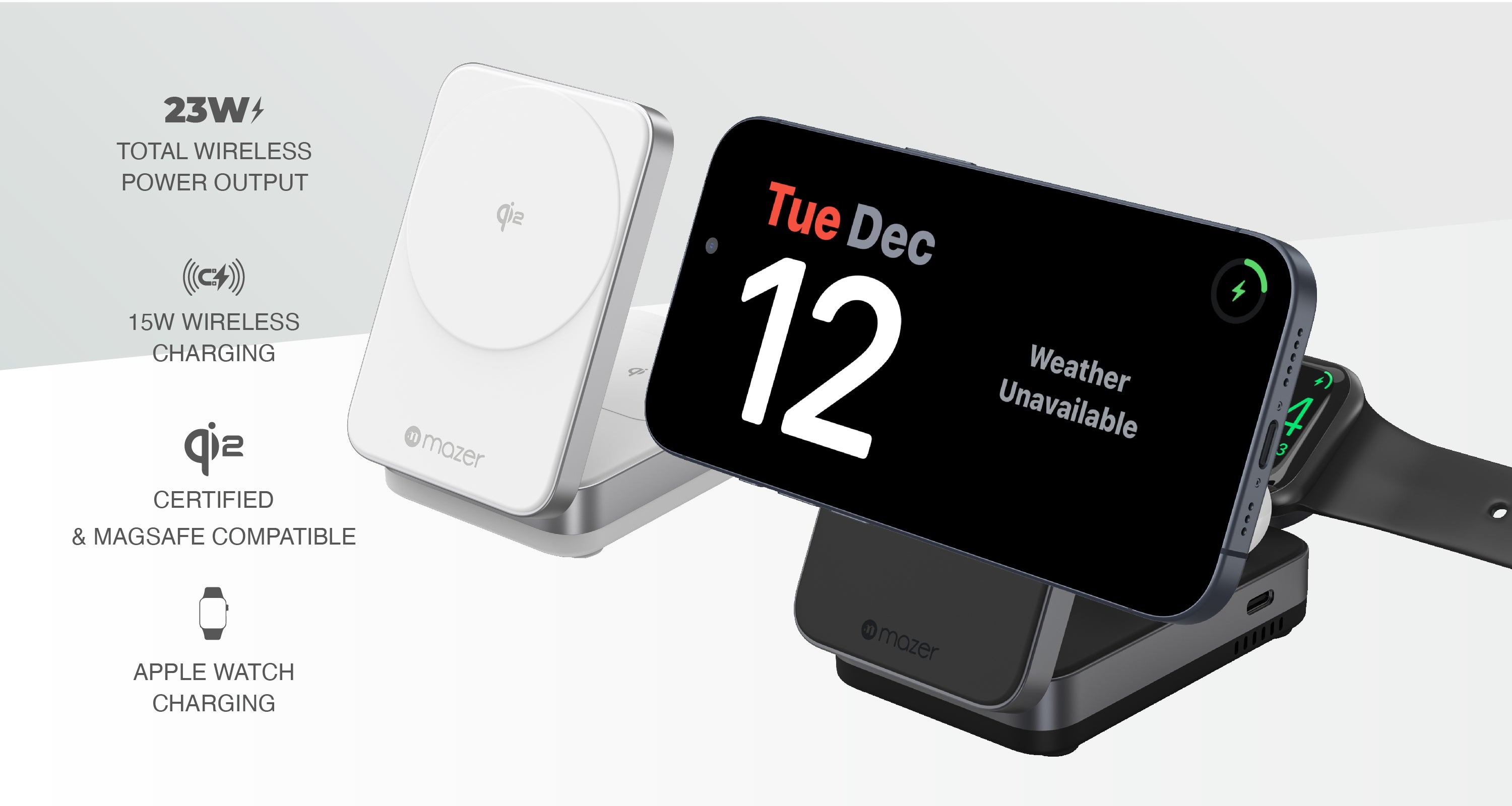 Dock sạc không dây Mazer Qi2 MagFold Trio