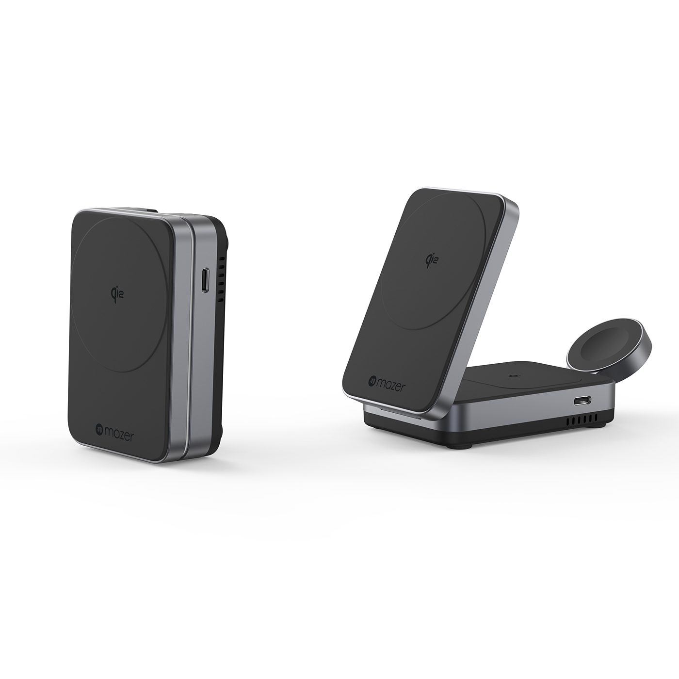 Sạc không dây Mazer Qi2 MagFold Trio Black