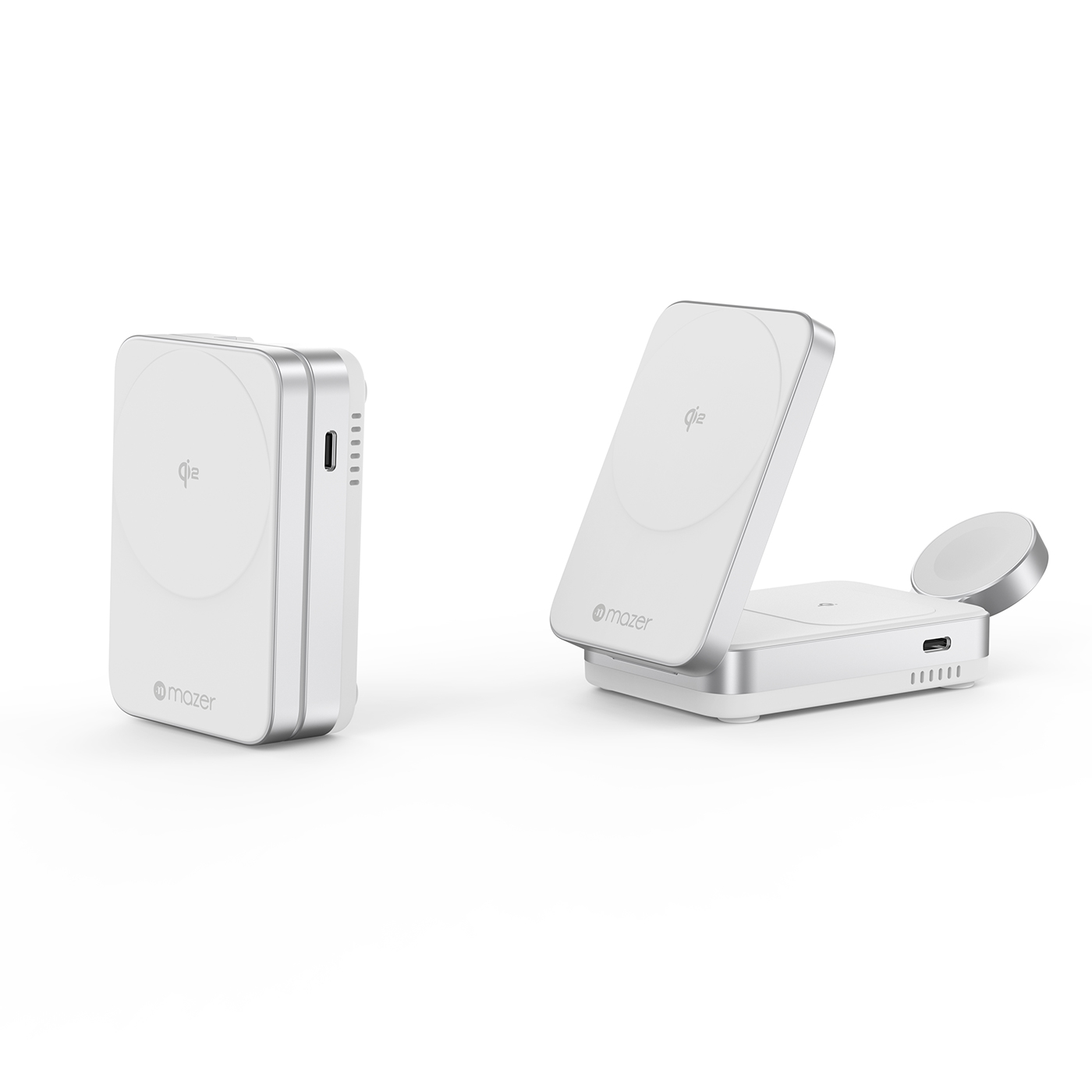 Sạc không dây Mazer Qi2 MagFold Trio White